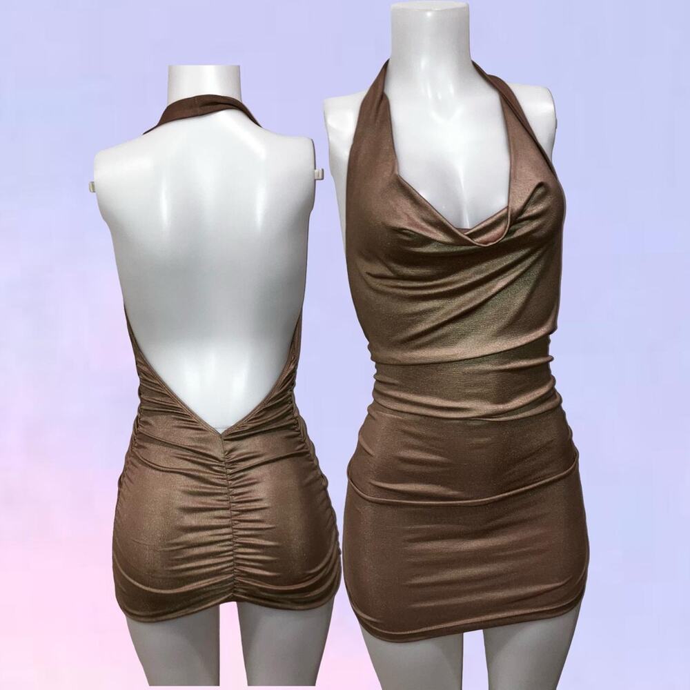Vintage 90s y2k ruched cowl neck clubbing mini dress forever 21